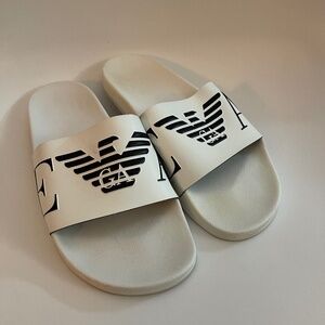 Emporio Armani White Slides – EU 42 / US 9